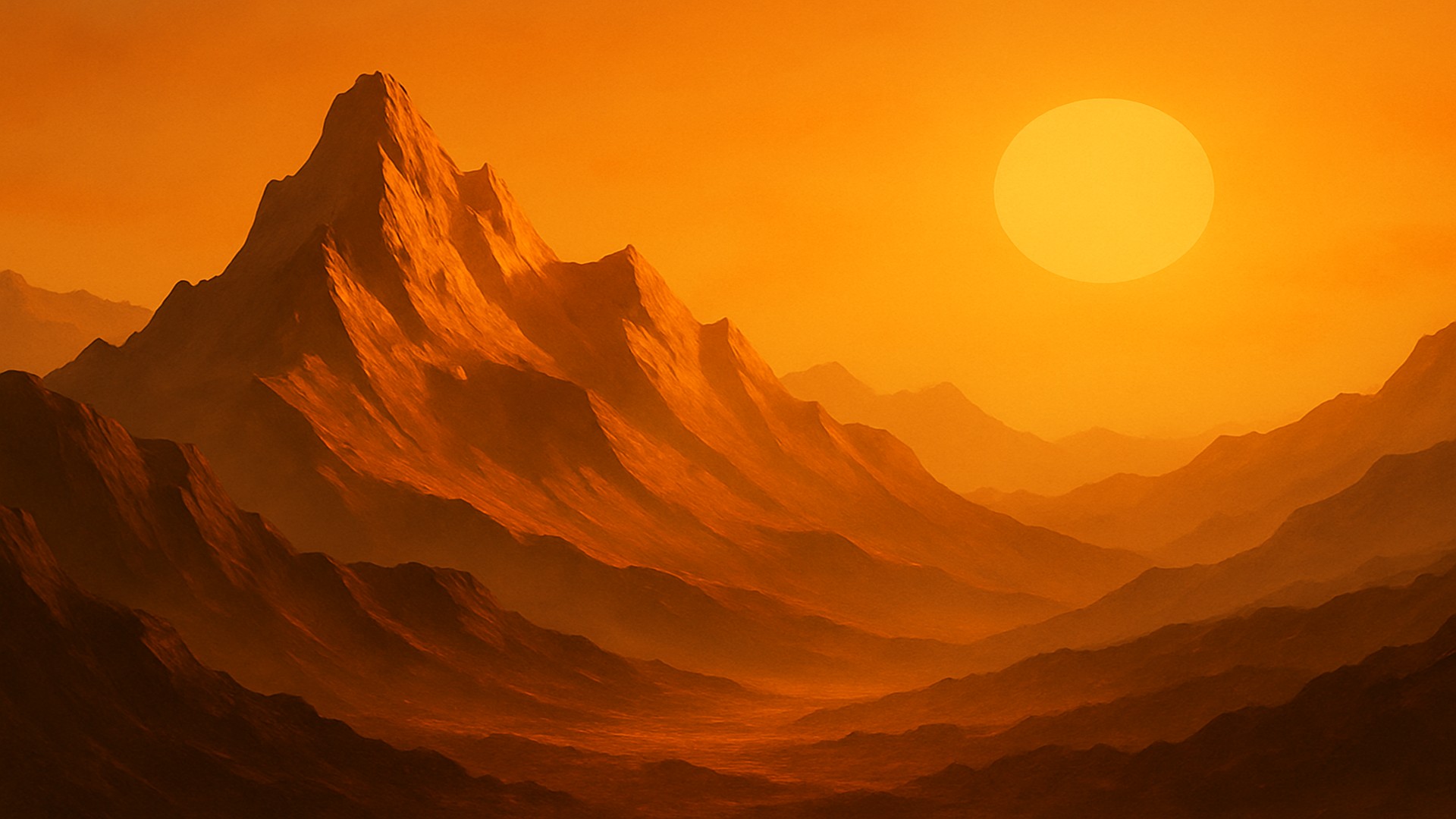 Golden mountains and sun